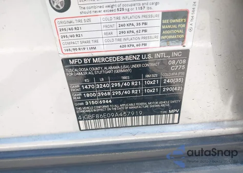 2009 Mercedes-Benz Gl 550 4Matic из США, поврежденный, VIN 4JGBF86E09A457919